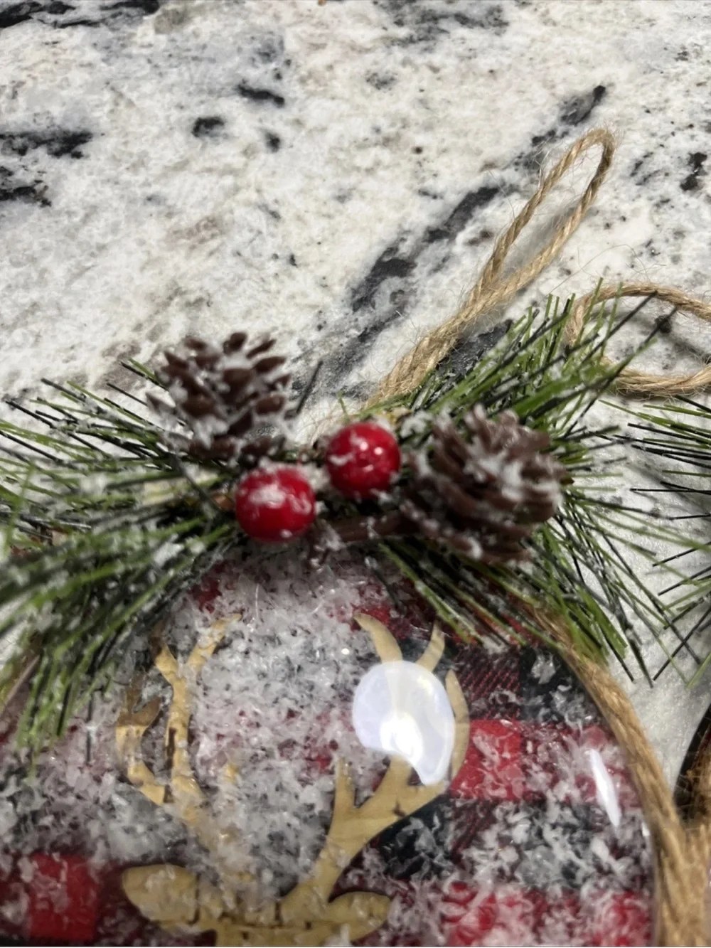 Rustic Red Buffalo Plaid Reindeer Holiday Ornaments - Set of 4